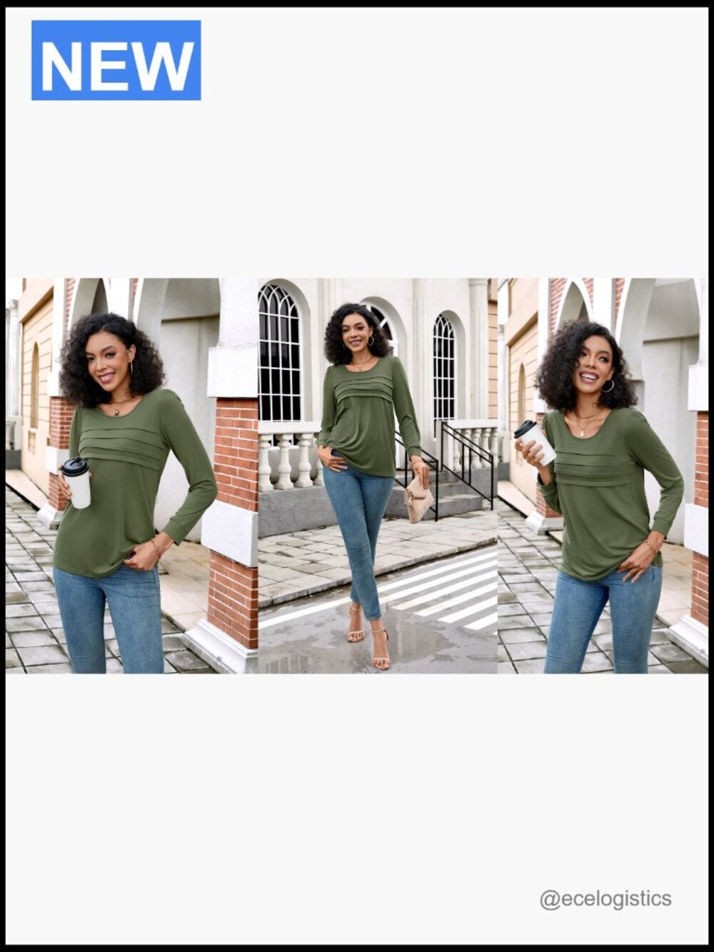 Long Sleeve Tunic Blouse Pleated Dressy Casual Top for Leggings - Picture 6 of 6